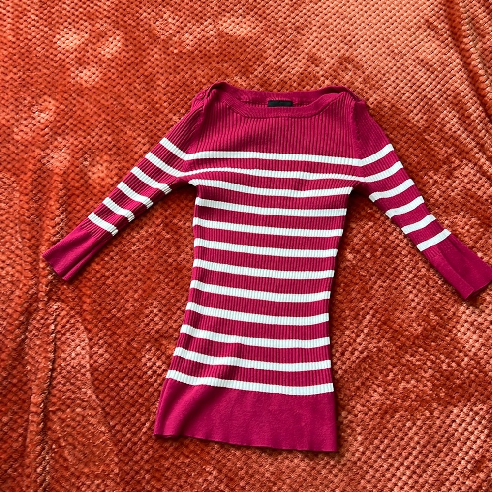 It’s Our Time striped fitted sweater. M